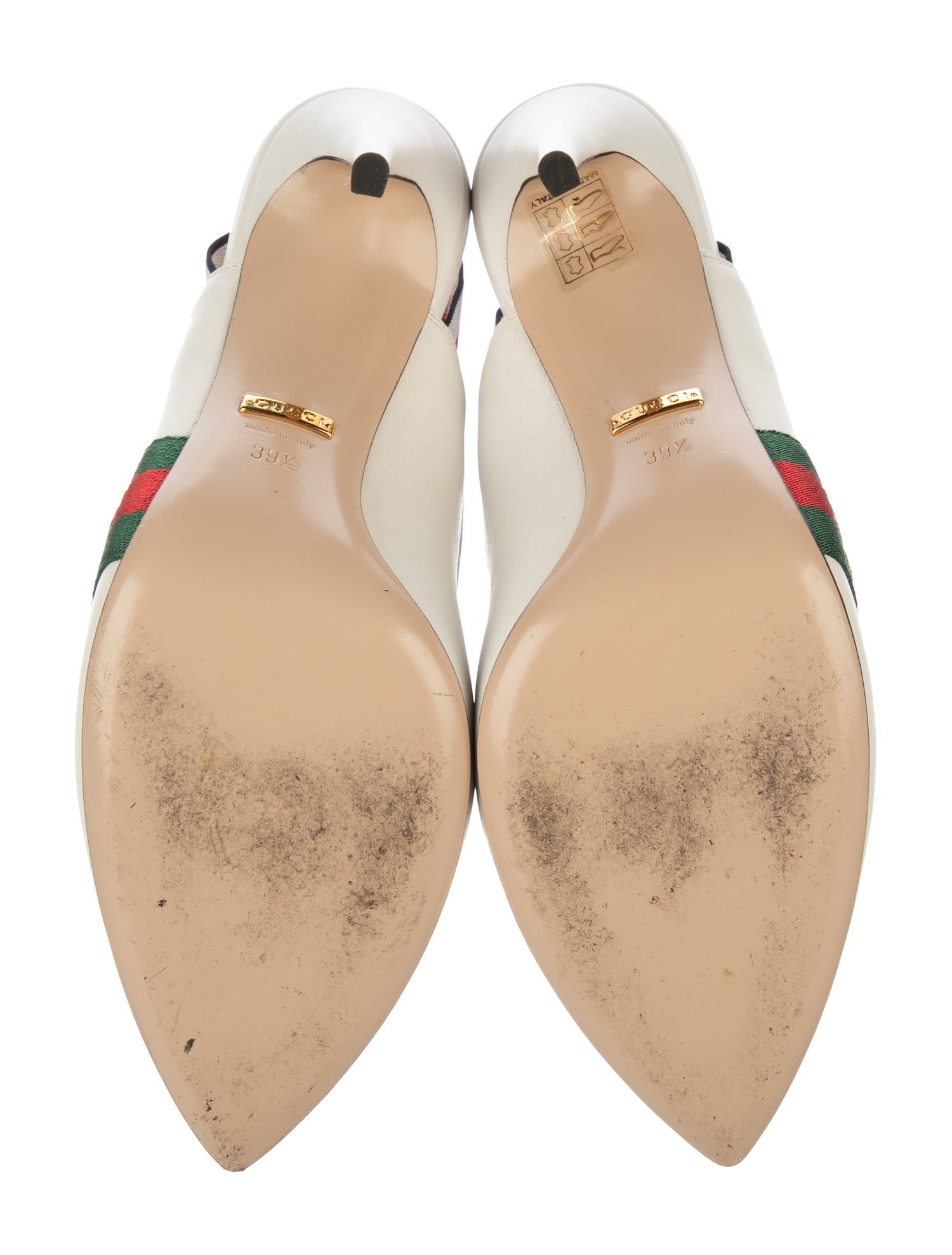 Gucci Web Accent Leather Slingback Pumps